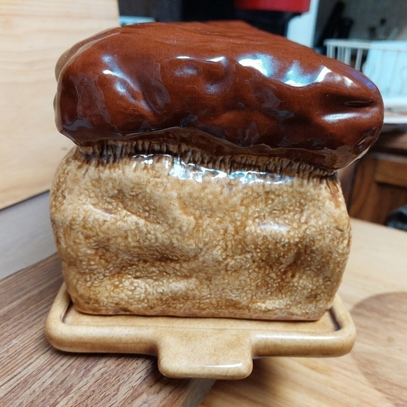 Glazed Ceramic Bread-Loaf Shaped Container - Picture 2 of 11